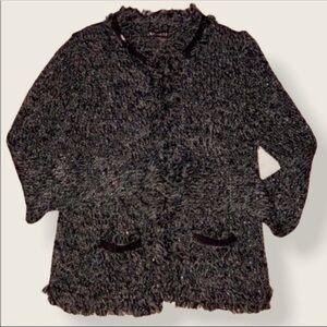 Express Silver & Black Glitter Coat Blazer Sweater Small NWOT